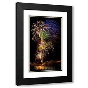 artdirect colorado, frisco fireworks display on july 4th xv 13×18 black modern wood framed with double matting museum art print by lord, fred