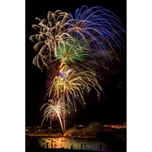 ArtDirect Colorado, Frisco Fireworks Display on July 4th XV 13x18 Black Modern Wood Framed with Double Matting Museum Art Print by Lord, Fred