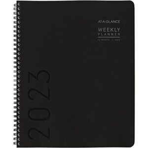 at-a-glance 2023 weekly & monthly planner, 8-1/4″ x 11″, large, monthly tabs, faux leather, contemporary lite, black (7095xl05)
