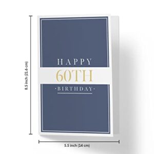 60th Birthday Card for Him Her - 60th Anniversary Card - 60 Years Old Birthday Card for Brother Sister Friend - Happy 60th Birthday Card for Men Women - Karto - Navy