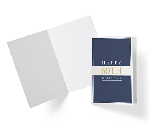 60th Birthday Card for Him Her - 60th Anniversary Card - 60 Years Old Birthday Card for Brother Sister Friend - Happy 60th Birthday Card for Men Women - Karto - Navy
