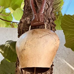 Giant Rustic Cow Bell Huge Harmony Vintage Swiss Style Bell Lucky Christmas Hanging Bell Handmade Brass Coated