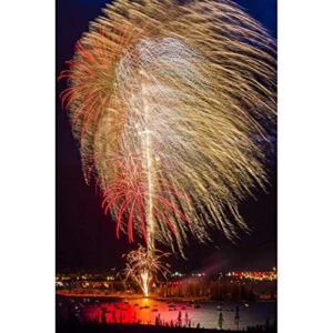 ArtDirect Colorado, Frisco Fireworks Display on July 4th XIX 13x18 Black Modern Wood Framed with Double Matting Museum Art Print by Lord, Fred