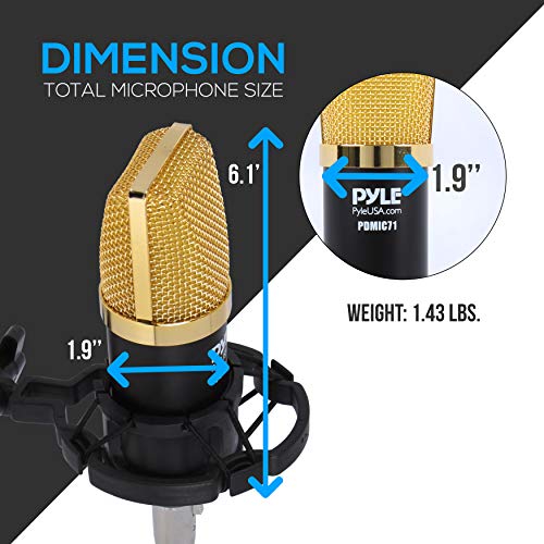 Pyle PDMIC71 Condenser Microphone Bundle, 3.5 mm Recording Microphone, Shock Mount Plug and Play,Computer Microphone, Podcast, Recording, Studio Vocal, YouTube