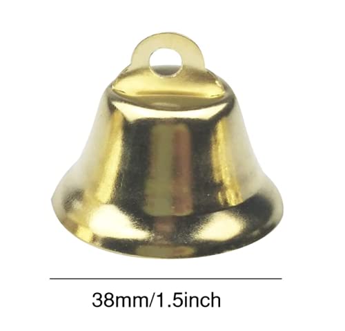 HLLMX 16 PCS Gold Liberty Jingle Bells 38mm/1.5inch Shiny Bells Liberty Bells for Craft Making Wind Chimes and Animal Collar