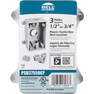 BELL PSB37550GY Single-Gang Weatherproof Three 1/2 in. or 3/4 in. Threaded Outlets, 2 in, Gray