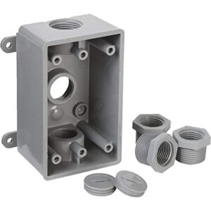 BELL PSB37550GY Single-Gang Weatherproof Three 1/2 in. or 3/4 in. Threaded Outlets, 2 in, Gray