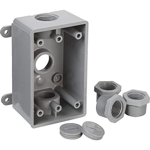 BELL PSB37550GY Single-Gang Weatherproof Three 1/2 in. or 3/4 in. Threaded Outlets, 2 in, Gray