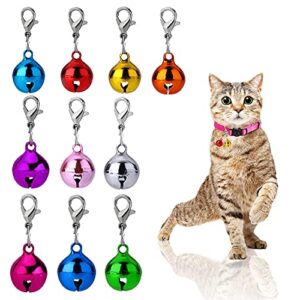 molain 10 pcs cat dog collar bells, jingle bell for cat collar,dog collar charms,colourful pet small bells with clasps collar accessories,festival party diy crafts decoration