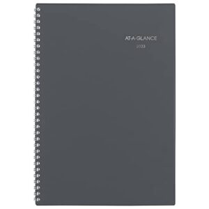 at-a-glance 2023 weekly & monthly planner, dayminder, 5″ x 8″, small, spiral bound, monthly tabs, gray (gc20007)