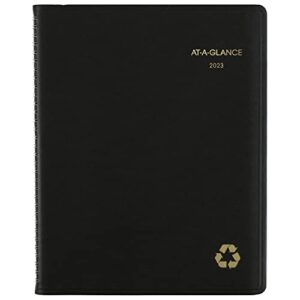 at-a-glance 2023 weekly & monthly planner, quarter-hourly appointment book, 8-1/4″ x 11″, large, recycled, black (70950g05)
