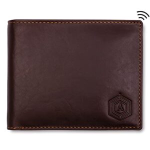 arista vault men’s finder smart wallet with gps tracking & bluetooth mobile connect leather wallet (brown) rfid protected