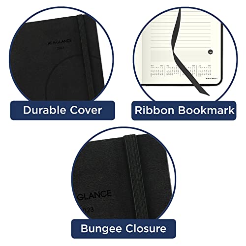 AT-A-GLANCE 2023 Daily Planner, Plan. Write. Remember, 5" x 8-1/4", Small, Pocket, Black (70680005)