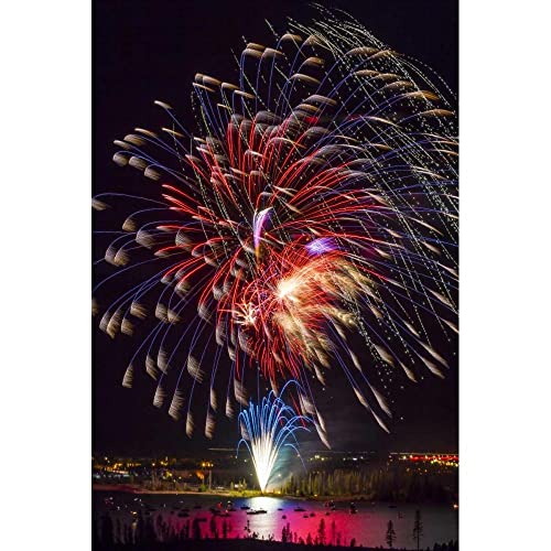 ArtDirect Colorado, Frisco Fireworks Display on July 4th VII 13x18 Black Modern Wood Framed with Double Matting Museum Art Print by Lord, Fred