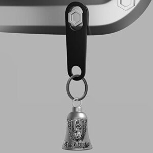 Huwane Motorcycle Bell Biker Guardian Luck Riding Bells Car Key Chain Ring Accessories with Motorcycle Bell Hanger (Saint Christopher)