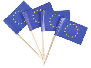 jbcd european union toothpick flag eu mini small cupcake topper flags (100 pcs)