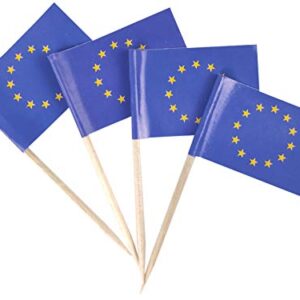 JBCD European Union Toothpick Flag EU Mini Small Cupcake Topper Flags (100 pcs)