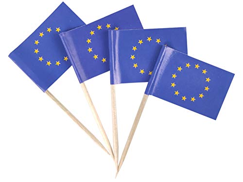 JBCD European Union Toothpick Flag EU Mini Small Cupcake Topper Flags (100 pcs)