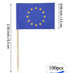 JBCD European Union Toothpick Flag EU Mini Small Cupcake Topper Flags (100 pcs)