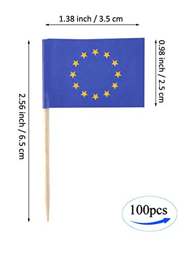 JBCD European Union Toothpick Flag EU Mini Small Cupcake Topper Flags (100 pcs)