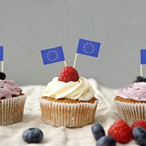 JBCD European Union Toothpick Flag EU Mini Small Cupcake Topper Flags (100 pcs)