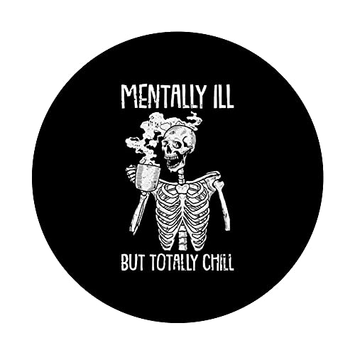 Mentally Ill But Totally Chill Halloween Costume Skeleton PopSockets Swappable PopGrip & Cute Witchy Black Cat Crystal Alchemy Kawaii Pastel Goth PopSockets Swappable PopGrip