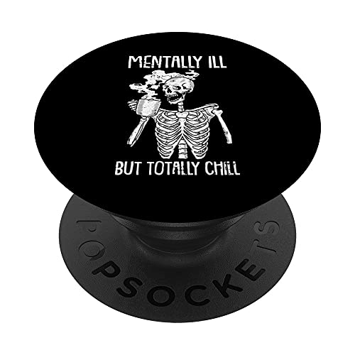 Mentally Ill But Totally Chill Halloween Costume Skeleton PopSockets Swappable PopGrip & Cute Witchy Black Cat Crystal Alchemy Kawaii Pastel Goth PopSockets Swappable PopGrip