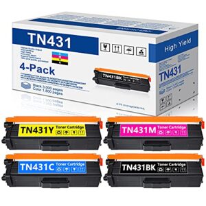 4-pack(1bk+1c+1m+1y) compatible tn431 toner cartridge replacement for brother tn-431 hl-l8260cdw hl-l8360cdw mfc-l8900cdw mfc-l8610cdw color printer