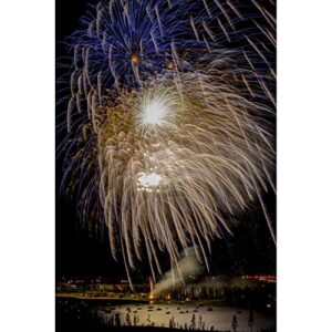 ArtDirect Colorado, Frisco Fireworks Display on July 4th XVII 13x18 Black Modern Wood Framed with Double Matting Museum Art Print by Lord, Fred