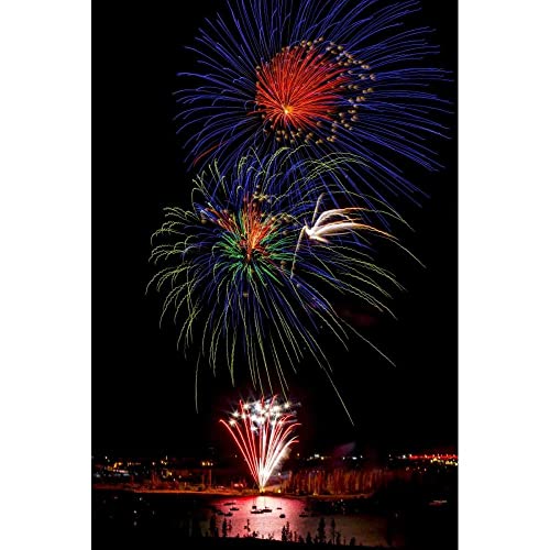 ArtDirect Colorado, Frisco Fireworks Display on July 4th XI 13x18 Black Modern Wood Framed with Double Matting Museum Art Print by Lord, Fred