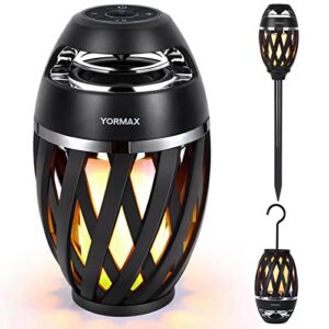 outdoor bluetooth speaker, yormax flame lantern speakers tws allow to sync two, gifts for men women, stereo speakers for camping/garden/patio decor, gadgets for him her dads mom wife husband 1 pack