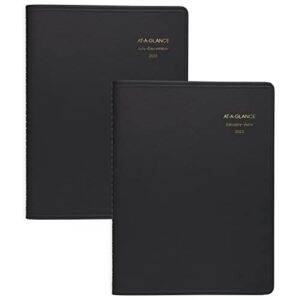 at-a-glance 2023 daily eight person appointment book, quarter-hourly, 8-1/2″ x 11″, large, black, 2 volume set (7021271)