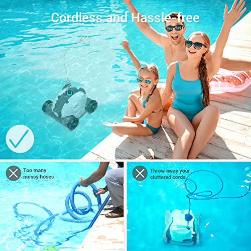 AIPER Cordless Robotic Pool Cleaner, Pool Vacuum with Upgraded Dual-Drive Motors, Auto-Dock Technology, Up to 90 Mins Cleaning for Above/In-ground Pools with Flat Floor Up to 861 Sq Ft-2022 Upgraded