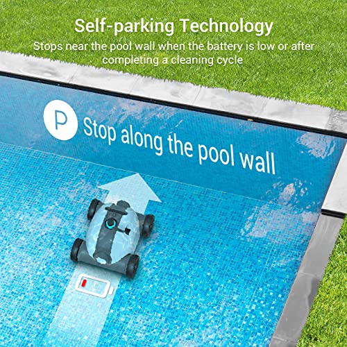 AIPER Cordless Robotic Pool Cleaner, Pool Vacuum with Upgraded Dual-Drive Motors, Auto-Dock Technology, Up to 90 Mins Cleaning for Above/In-ground Pools with Flat Floor Up to 861 Sq Ft-2022 Upgraded