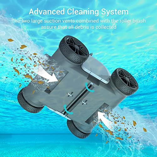 AIPER Cordless Robotic Pool Cleaner, Pool Vacuum with Upgraded Dual-Drive Motors, Auto-Dock Technology, Up to 90 Mins Cleaning for Above/In-ground Pools with Flat Floor Up to 861 Sq Ft-2022 Upgraded