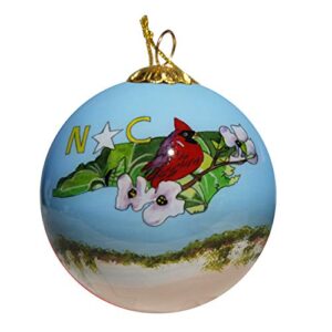 Art Studio Company Hand Painted Glass Christmas Ornament - North Carolina State Images