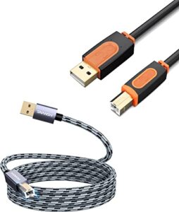 printer cable 25 ft, snanshi usb printer cable usb 2.0 type a male to type b male scanner printer cord compatible with hp, canon, lexmark, epson, dell, xerox, samsung etc