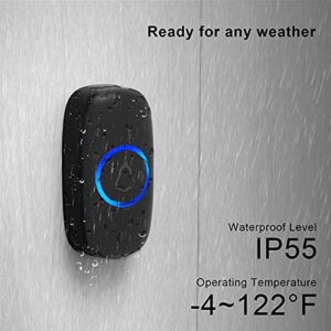 SECRUI Wireless Doorbell, Waterproof Mini Doorbell 1,000ft Range 110dB Mute Mode 58 Door Chimes & Colorful LED Flashing - Black