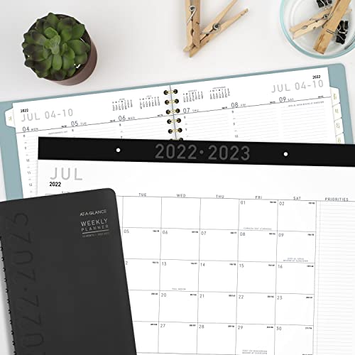 AT-A-GLANCE 2022-2023 Planner, Weekly & Monthly Academic, 8-1/4" x 11", Large, Contemporary Lite, Black (7057XL0523)