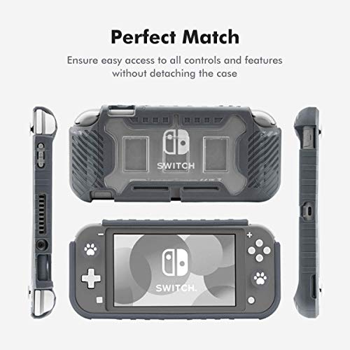 KIWIHOME Grip Case for Nintendo Switch Lite, Durable Anti-Slip Shockproof Protective Hard Case for Nintendo Switch Lite Console 2019 with Comfortable Grip & Game Card Slots (Gray)
