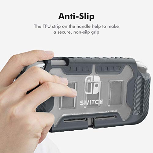 KIWIHOME Grip Case for Nintendo Switch Lite, Durable Anti-Slip Shockproof Protective Hard Case for Nintendo Switch Lite Console 2019 with Comfortable Grip & Game Card Slots (Gray)