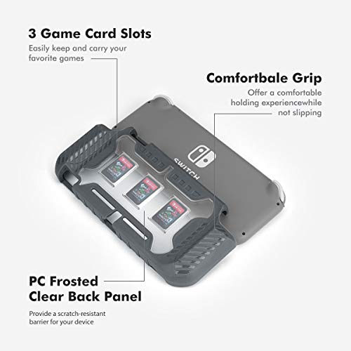 KIWIHOME Grip Case for Nintendo Switch Lite, Durable Anti-Slip Shockproof Protective Hard Case for Nintendo Switch Lite Console 2019 with Comfortable Grip & Game Card Slots (Gray)