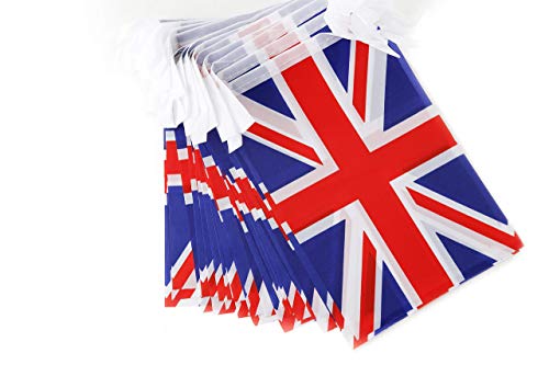 XCFH 114PCS United Kingdom UK Banner String,150 Feet British Union Jack Pennant Flags Party Decorations Supplies for Olympics,Indoor and Outdoor Flags,Sports Events,International Festival…