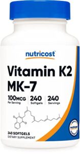 nutricost vitamin k2 mk-7 100 mcg, 240 softgels – gluten free and non-gmo mk7