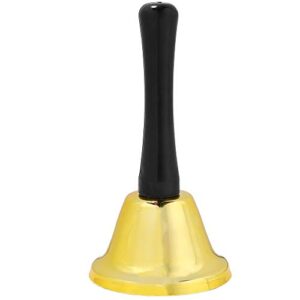 skeleteen gold ringing hand bell – loud metal handheld ring tea bell for calling attention and assistance