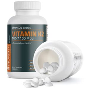 Bronson Vitamin K2 MK-7 100 MCG, K2 as MK7 Menaquinone, Bone Support 1 Year Supply, Non-GMO, 120 Tablets