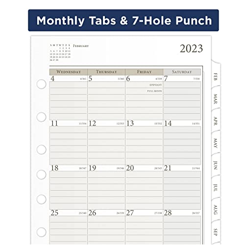 AT-A-GLANCE 2023 Weekly & Monthly Planner Refill, Hourly, 91010 Day-Timer, 5-1/2" x 8-1/2", Size 4, Desk Size, Loose Leaf, Monthly Tabs (481-285Y)