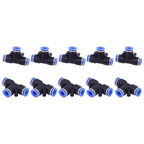 SNS Push to Quick Connect Tube Fitting 5/16" Tube OD Union Tee Type Plastic(10 PCS) SPE-5/16