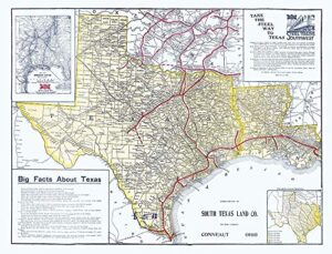 posterazzi pdxtxzz0104small frisco lines 1911 south texas land poster print, 24 x 18, multicolor
