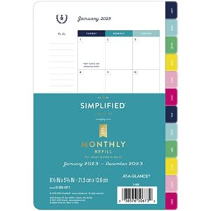 at-a-glance 2023 monthly refill, simplified by emily ley, 5-1/2″ x 8-1/2″, desk size, monthly tabs (el100-4211)